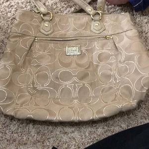 Tan/gold Coach Poppy purse